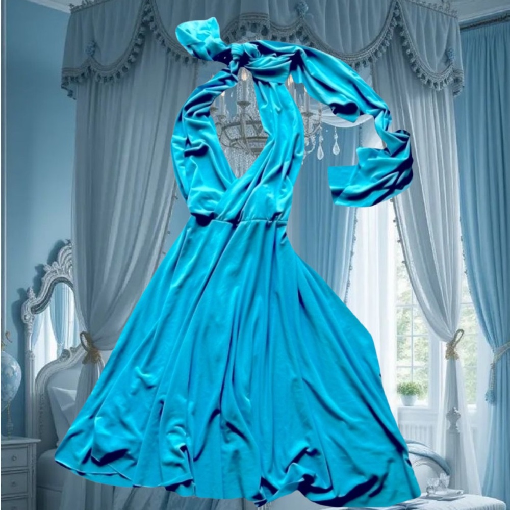 Women’s Turquoise Halter Dress